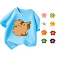 thumbnail image 1 of WAYUTE Girls Shirts Summer Short Sleeve Crew Neck Cartoon Graphic Tee Top for Toddler Kids Casual Fashion T-Shirt,Light Blue,Size 9 Y-10 Y, 1 of 4