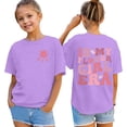 thumbnail image 1 of WAYUTE Girls Short Sleeve Graphic Tee with Funny Designs Blend Shirts for Children Youth Loose Cute Summer Daily Wear, 1 of 4