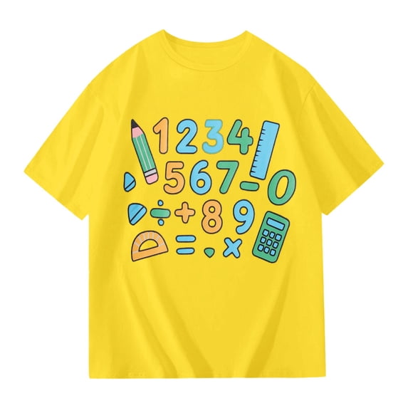 WAYUTE Girls Short Sleeve T Shirt Number Print Top for Children Playful Graphic Tee Soft Comfort Fit Summer Daily Wear