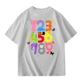 thumbnail image 1 of WAYUTE Girls Short Sleeve T Shirt Top with Number Print for Kids Playful Graphic Tee Soft Loose Cute Summer Daily Wear, 1 of 4