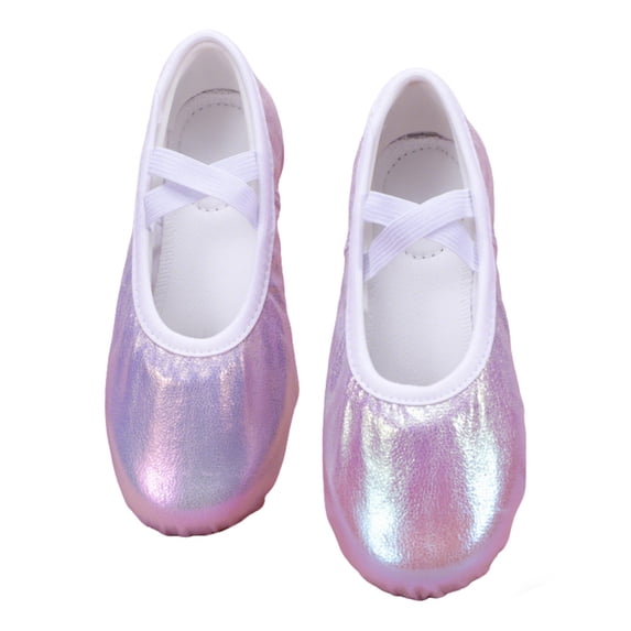 WAYUTE Girls Sneakers Glitter Satin Soft Sole Flexible Performance for Toddlers Kids Ballet Dance Casual Daily Wear