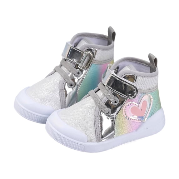 WAYUTE Girls Sneakers High Top Canvas Toddler Comfortable Non Breathable Classic Toe Sports Running Shoes Casual School Wear