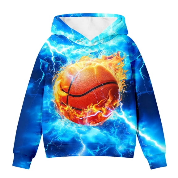 WAYUTE Girls Sweatshirt Boys Athletic Hooded Sweatshirt Long Sleeve Pullover with Cool Basketball Graphic Casual Fall Winter Sports Top