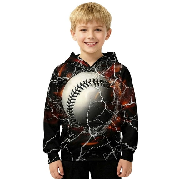 WAYUTE Girls Sweatshirt Boys Long Sleeve Hooded Sweatshirt Digital Print Athletic Series Loose Fit Sports Top for Kids and Youth Wear