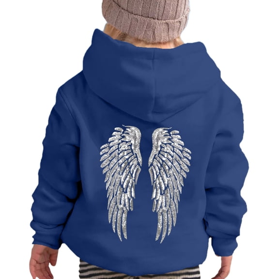 WAYUTE Girls Sweatshirt Casual Hooded Sweatshirt with Angel Print Fashion and Versatile Solid Color Pullover for Fall Winter