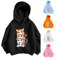 thumbnail image 1 of WAYUTE Girls Sweatshirt Kids Cartoon Animal Print Long Sleeve Graphic Hoodies Sweatshirts for Child School Playful Casual Outdoor,Black,Size 7-8 Y, 1 of 3