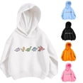 thumbnail image 1 of WAYUTE Girls Sweatshirt Kids Child Oversized Letter Graphic Hoodies Long Sleeve Soft Blend Fashion Fall Outfits Casual Holiday,White,Size 3-4 Y, 1 of 4
