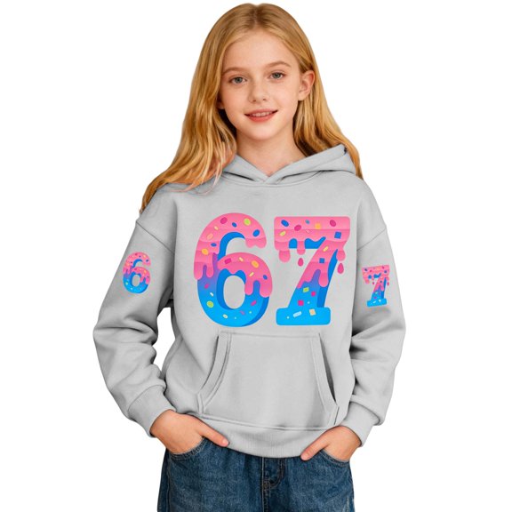WAYUTE Girls Sweatshirt Kids Graphic Long Sleeve Hooded Sweatshirt Comfort Soft Pullover Jacket for Boys Casual Outdoor Play Outfit