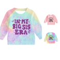 thumbnail image 1 of WAYUTE Girls Sweatshirt Tie Dye Letter Print Long Sleeve Crewneck Sweatshirt Sporty Pullover Layering Top for Kids Fall Casual Dailywear,Green,Size 13-14 Y, 1 of 4