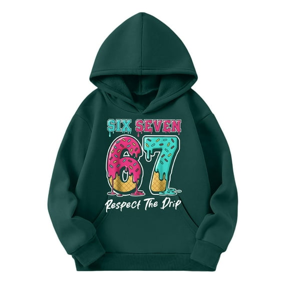 WAYUTE Girls Sweatshirts Boys Tracksuit Warm 67 Pullover Hoodie Kids Casual Outfit Cute 6 7 Printed Sports Athletic Sweatshirt Outfits