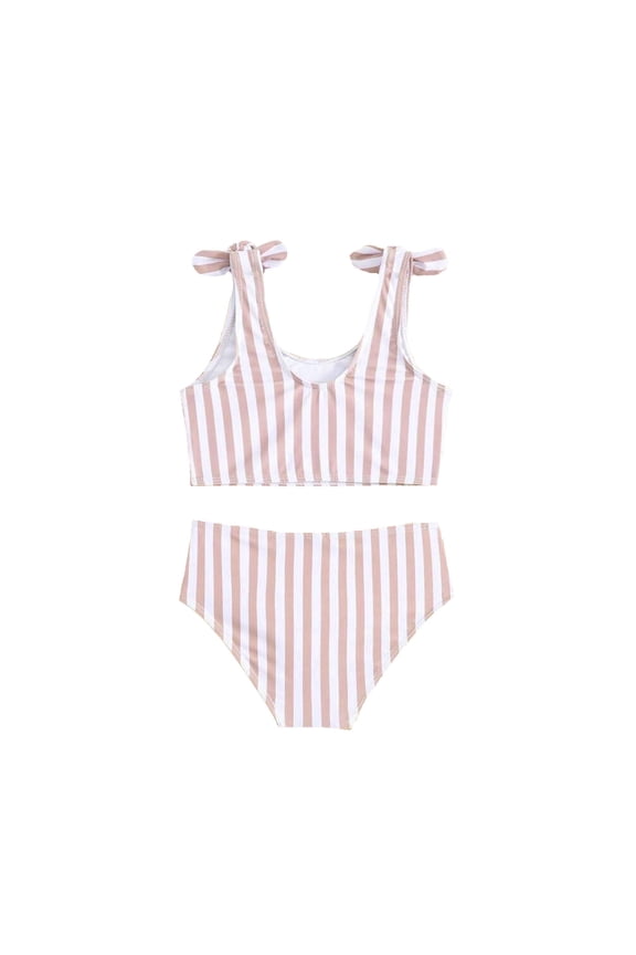Girls Swimsuit 2 Piece Comfort Cute Stripe Print Tankini Set for Youth Kids Fashion Swimwear Holiday Summer Beach