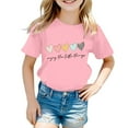 thumbnail image 1 of WAYUTE Girls T Shirts Adorable Graphic Print Round Neck Short Sleeve Tee T Shirt Kids Loose Cute Summer Daily Wear, 1 of 4