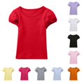 thumbnail image 1 of WAYUTE Girls T Shirts Round Neck Puffy Sleeve Soft Solid Color Cute Top Comfortable Tee for Toddler Kids Trendy Daily Wear Casual Outdoor T Shirt,Red, 1 of 4