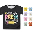 thumbnail image 1 of WAYUTE Girls T Shirts Short Sleeve Cartoon Print Round Neck Tees Shirt for Kids Back To School Outfits Summer Fall Daily Wear Casual Outdoor T Shirt,Black, 1 of 4