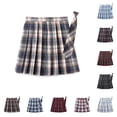 thumbnail image 1 of WAYUTE Girls Uniform Skirts Brown Elegant Plaid Pleated Tiered High Waisted A Line Skirt with Built in Shorts and Tie Clothes Set Casual School,14-15 Y, 1 of 4