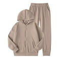 thumbnail image 1 of WAYUTE Girls Winter Outfits Lined Solid Color Zip Up Hoodie and Pants Set for Kids Cozy Comfort Warm Pullover Sweatsuit Casual Sports Wear for Toddler and Youth, 1 of 4