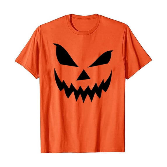 WAYUTE Halloween Mens T Shirts Pumpkin Smile Graphic Tee for Short Sleeve Fall Shirts Festival Party Casual Daily Wear,XL