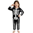 thumbnail image 1 of WAYUTE Halloween Toddler Kids Skeleton Pajama Set for Girls Long Sleeve Top and Pants Pjs Breathable Cozy Cute Loungewear Clothing Set Casual Outdoor,Black,Size 8-9 Y, 1 of 4