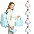 thumbnail image 1 of WAYUTE Kids Backpack 3 Pcs Backpack Set for Girls Large Capacity Ice Cream Printed Schoolbag with Lunch Tote and Pencil Lightweight Bookbag Casual School Activities, 1 of 6