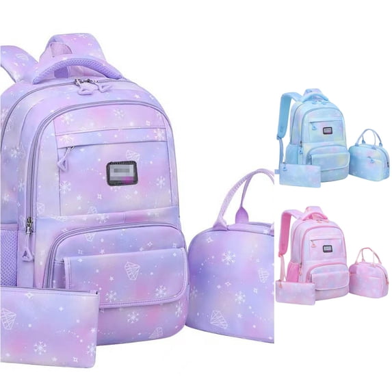 WAYUTE Kids Backpack 3 Pcs Backpack Set for Girls Large Capacity Tie Dye Rucksack for Elementary Students Waterproof Bookbag Casual Outdoor Travel