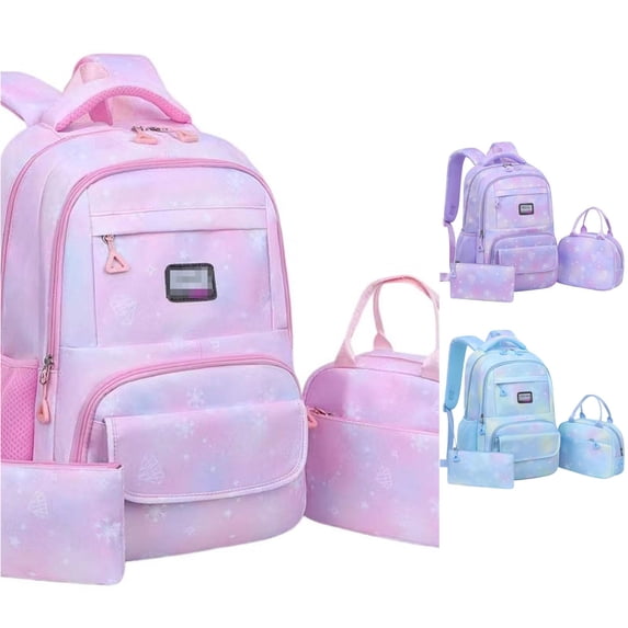 WAYUTE Kids Backpack 3 Pcs Backpack Set for Girls Large Capacity Tie Dye Rucksack for Elementary Students Waterproof Bookbag Casual School Activities