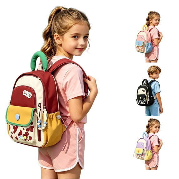 WAYUTE Kids Backpack Back to School Backpacks Lightweight Patchwork Color Daypack for Toddler Daily Use Commuting Bookbag Casual School Activities