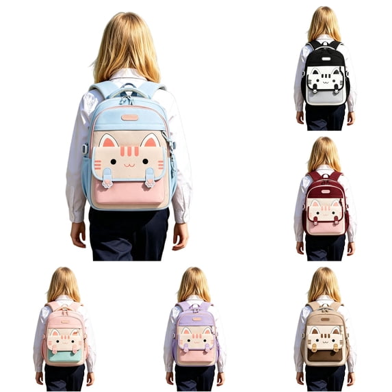 WAYUTE Kids Backpack Back to School Backpacks with Cute Cat Design Breathable Waterproof Lightweight Large Capacity Bookbag Casual School Activities