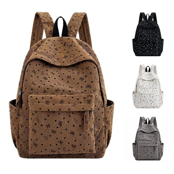 WAYUTE Kids Backpack Lightweight Corduroy School Backpack for Fall Winter Comfortable Shoulder Laptop Compatible Tote Bookbag Casual School Activities