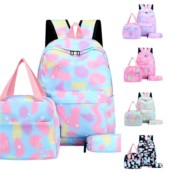 WAYUTE Kids Backpack Lightweight Gradient School 3 Pcs Backpack Set for Girls Elementary To Middle School Versatile Cute Bookbag Casual Outdoor Travel