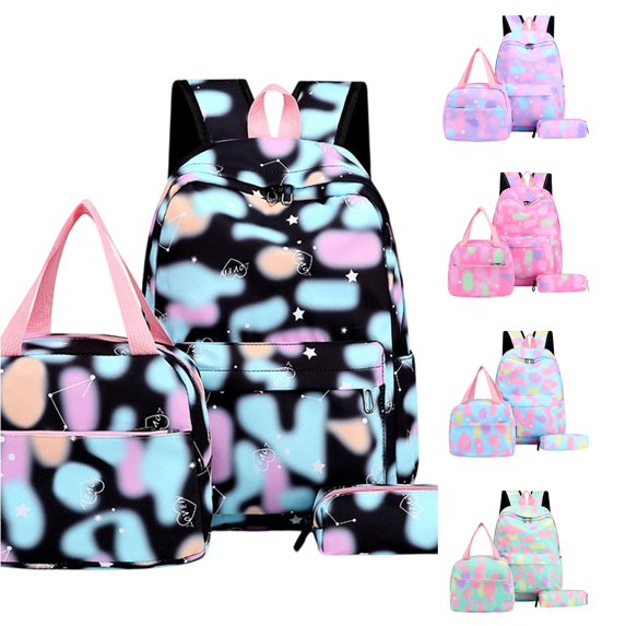 WAYUTE Kids Backpack Lightweight Gradient School 3 Pcs Backpack Set for Girls Elementary To Middle School Versatile Cute Bookbag Casual Outdoor Travel