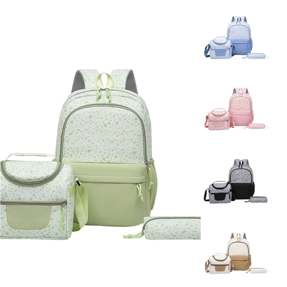 WAYUTE Kids Backpack Spacious Leopard Print 3 Pcs Backpack Set Large Capacity Lightweight with Pencil and Lunch Bag Bookbag Casual School Activities