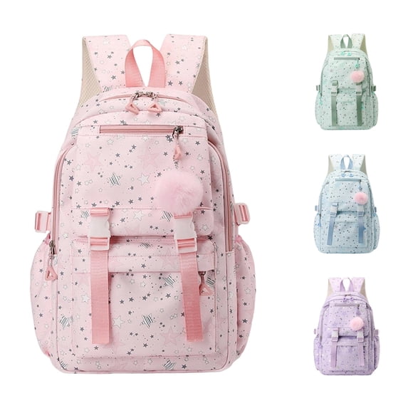 WAYUTE Kids Backpack Stylish Large Capacity Star Print Backpacks for Girls Cute Everyday Use Versatile Twin Shoulder Design Bookbag Casual School Activities