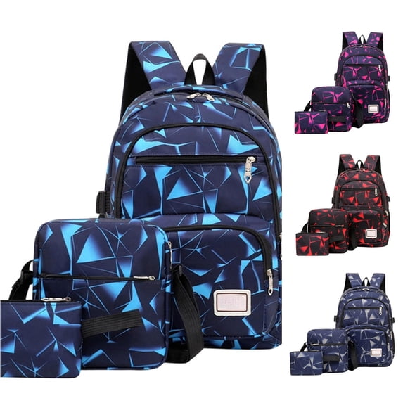 WAYUTE Kids Backpack Waterproof Floral 3 Pcs Backpack Set for Everyday Use with Polyester Construction and Modern Design Bookbag Casual Outdoor Travel