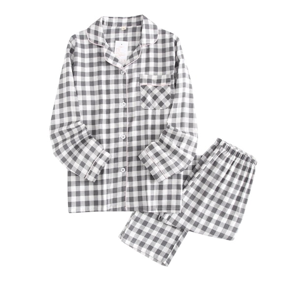 WAYUTE Kids Boys Girls Pajamas Plaid Holiday Cotton Button Down Long Sleeve Sleepwear Pajama Set Comfortable Loose Fit Cute Home Outfit Daily Wear