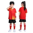 thumbnail image 1 of WAYUTE Kids Youth Boys Short Sleeve V Neck Sports Soccer Shirt for Children Stretchy Breathable Training Outfit Casual Outfit Sets, 1 of 3