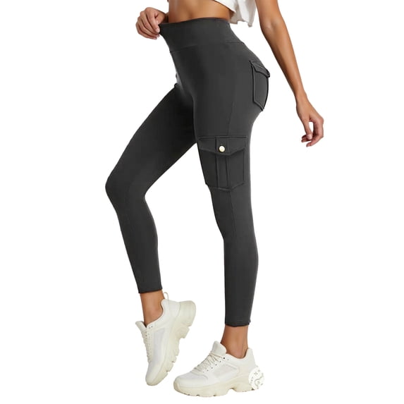 WAYUTE Leggings for Women Tummy Control Solid Color Legging with Pockets Comfort Breathable Activewear Stretchy Fit Running XL