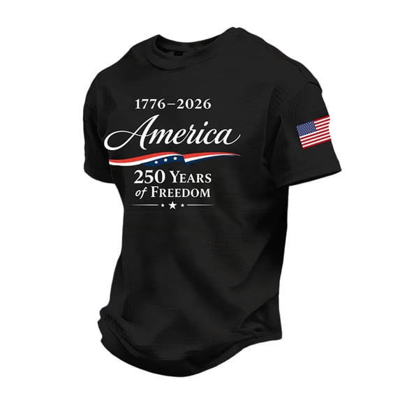 WAYUTE Men 250th Anniversary USA Shirt National Flag Texture Stretchy Soft Patriotic Graphic Casual Comfort 4th of July T-Shirts