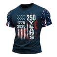 thumbnail image 1 of WAYUTE Men's 250th Anniversary USA Shirt National Flag Classic Graphic Crewneck Birthday Celebrations Tee 4th of July T Shirt, 1 of 3