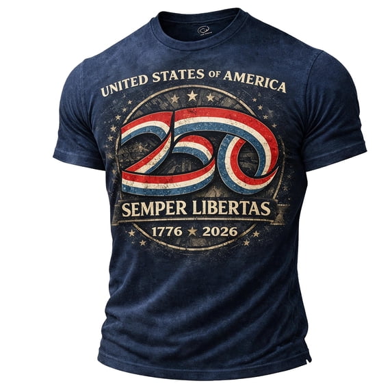 WAYUTE Men's 250th Anniversary USA Shirt National Flag Colors Letter Graphic Tee Crewneck Top Daily Wear Independence Day T-Shirts