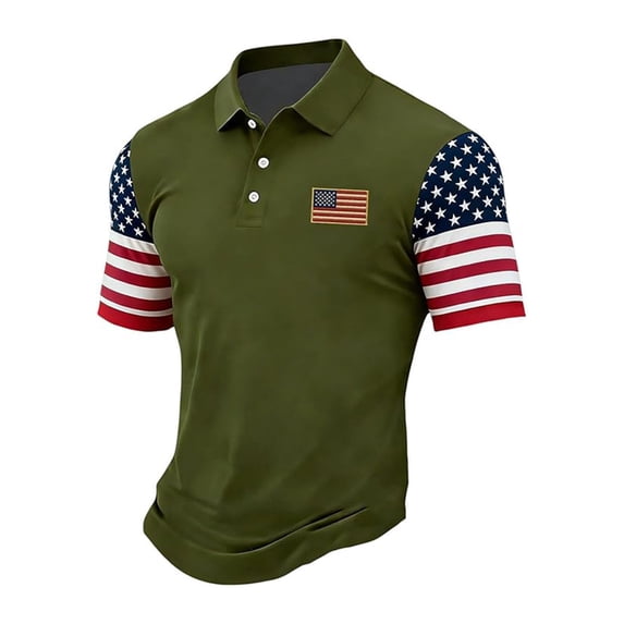 WAYUTE Men's Polo Shirts 250th Anniversary USA Shirt Short Sleeve Stars and Stripes Print Freedom 4th of July Independence Day Casual Outdoor