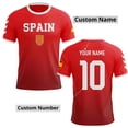 thumbnail image 1 of WAYUTE Men's Spain Soccer T-Shirt DIY Name Number Short Sleeve Crew Neck Tee with Patriotic Pattern Gradient Color Sporty Casual Top for Fan Wear, 1 of 3