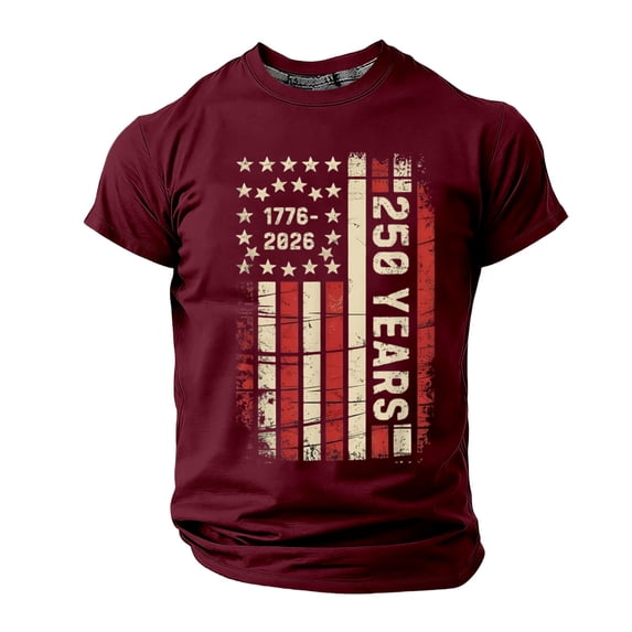 WAYUTE Mens 250th Anniversary USA Shirt National Flag Graphic Crewneck Tee Casual Outdoor Activities Daily Wear Independence Day T Shirts