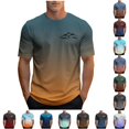 thumbnail image 1 of WAYUTE Mens Gradient Mountains Print Short Sleeve T Shirts Casual Crewneck Tee T-Shirts for Man Soft Breathable Daily Wear,2XL, 1 of 4