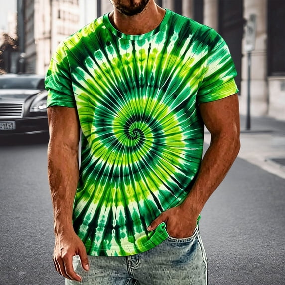 WAYUTE Mens T Shirts Tie Dye Graphic Basic Tees Summer Casual Short Sleeve Crewneck Fashion T-Shirt for Man Streetwear,2XL
