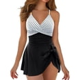 thumbnail image 1 of WAYUTE One Piece Swimsuit Women Backless Contrast Color Rash Guard Monokini Swimdress Tummy Control Cute Bathing Suit, 1 of 6