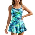 thumbnail image 1 of WAYUTE One Piece Swimsuit Women Casual Floral Print Shirred Swimsuit with Cover Up Summer Beachwear Tummy Control Bathing Suit, 1 of 7