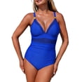 thumbnail image 1 of WAYUTE One Piece Swimsuit Women Elegant Sheer Mesh Solid Color Monokini for Stylish Pool Beach Wear Tummy Control Swimwear, 1 of 7