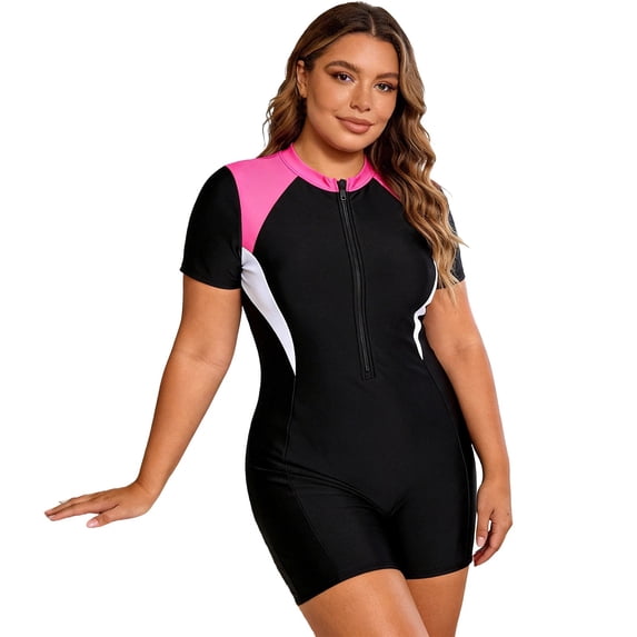 WAYUTE One Piece Swimsuit Women High Waisted Full Coverage Rash Guard for Front Zipper Athletic Plus Size Tummy Control Bathing Suit