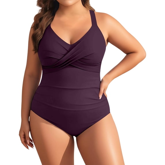 WAYUTE One Piece Swimsuit Women Plus Size Retro Stylish Pritns Full Coverage Rash Guard Stretch Tummy Control Swimwear