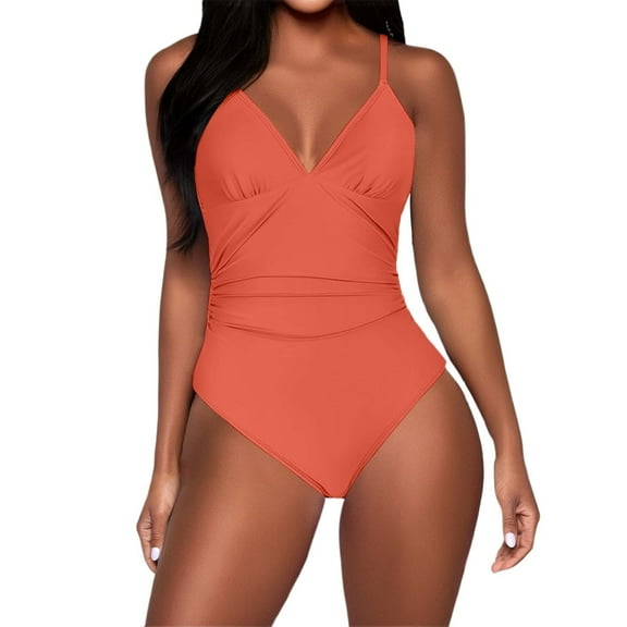 WAYUTE One Piece Swimsuit Women Solid Color Bikini Swimsuit with Adjustable Straps and Open Back Design Stylish Beach Swimwear for Summer